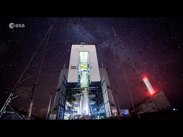 Milky Way and rocket base in amazing night sky time-lapses