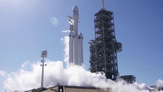 SpaceX Test Fires Falcon Heavy Rocket for 1st Time