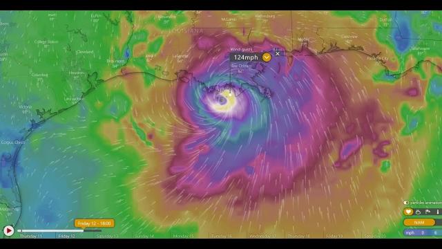 A Hurricane hitting the LA Mississippi River when at Major Flood stage. Barry.