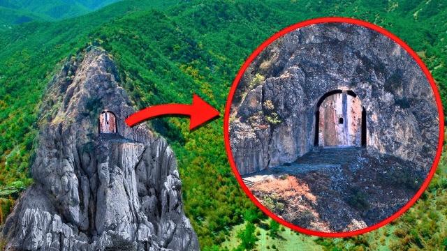 Guy Spots Tiny Door On Top Of Rock While Flying Drone - Turns Pale When He Goes Inside