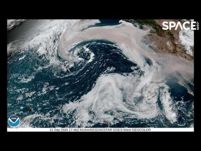 California's wildfire smoke travels west over Pacific in new views from space