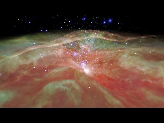 Flight through Orion Nebula in infrared light