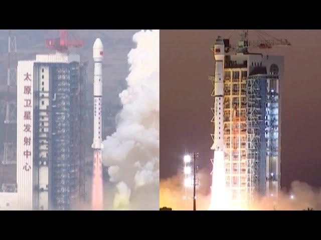 China launches observation satellites, both rockets shed tiles