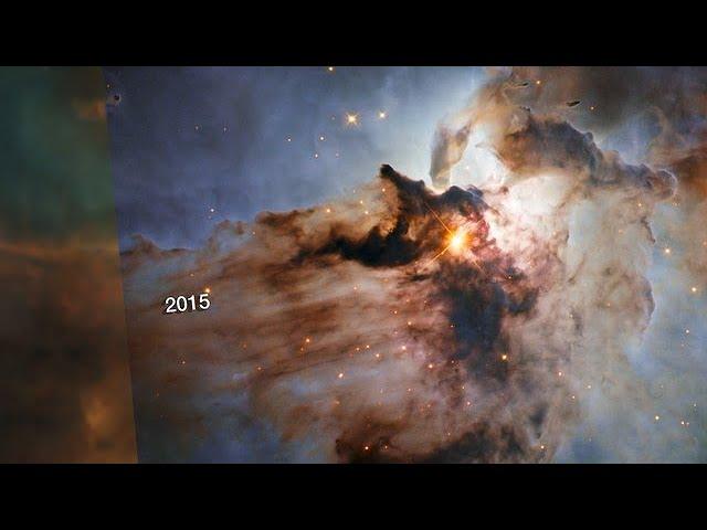 The centre of the Lagoon Nebula over time