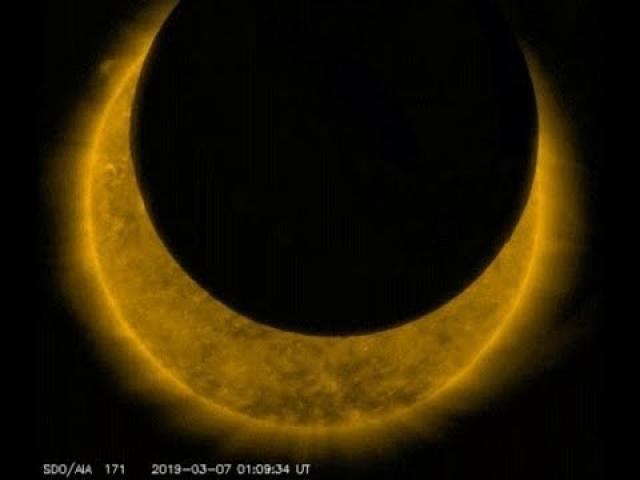 The Solar Dynamics Observatory observed an eclipse of the sun a little STRANGE