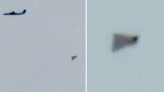 Mysterious Dark Pyramid Shaped UFO Near Passing Planes over Scarborough, Ontario - FindingUFO