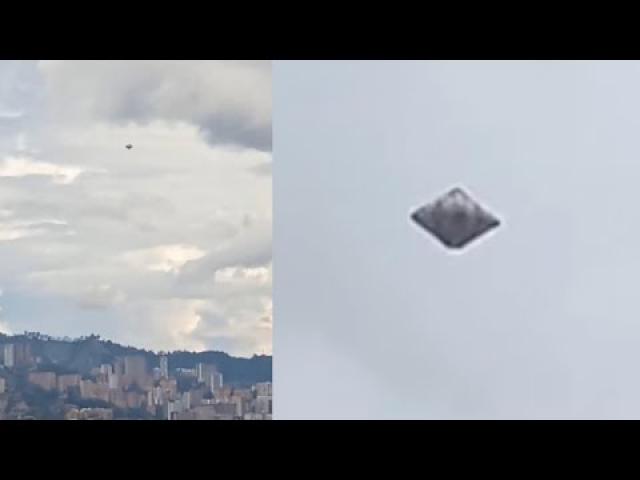 Metallic Diamond-Shaped UFO Witnessed By Several People Hovering over Medellín, Colombia