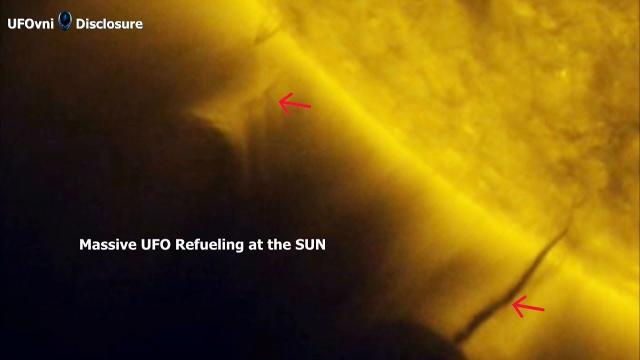 Two Massive UFO Refueling At The Sun (Formation)