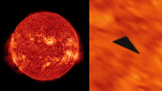 WAS A TRIANGULAR SHAPED UFO SEEN TRAVELING ACROSS THE SUN?