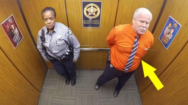 This Cop Thought They Were Alone In Elevator, Doesn’t Know Hidden Camera Is Recording His Every Move