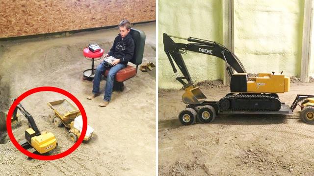 A Guy Spent 14 Years Digging Up His Basement With Toy Trucks – And His Videos Goes Viral