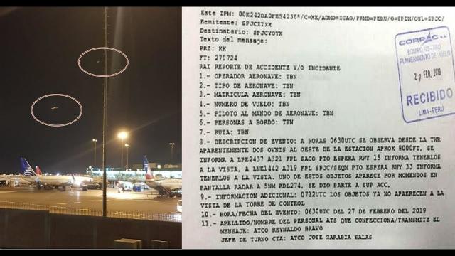 UFOs spotted flying over main Peruvian airport