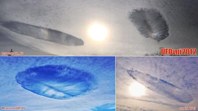 Mile Long UFO Holes in Clouds over United States, Jan 28, 2019