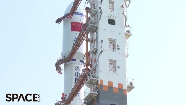 China's Long March 7 rocket prepped to launch Tianzhou-6 cargo craft
