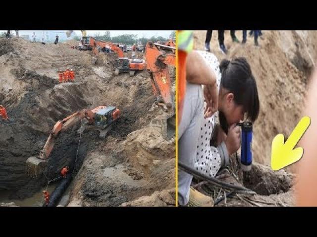 firefighters use more than 10 excavators to rescue this child