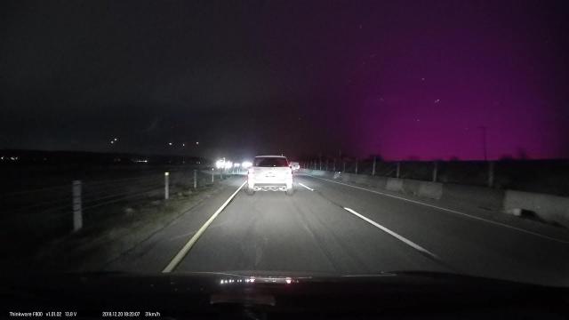 Weird lights and pink haze  in Delta, BC. Can anyone  explain this?