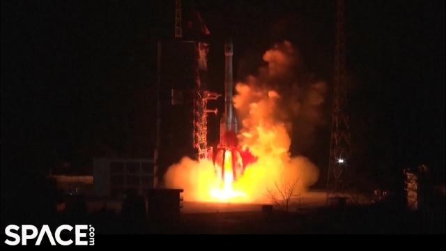 China launches new communications satellite - See it in real-time & slo-mo