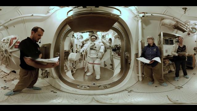 Spacesuit training in a vacuum chamber at NASA Johnson (360 View)