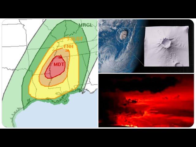 RED ALERT! Red Bullseye storm over Southern USA & World's Largest* Volcano is now Erupting in Hawaii