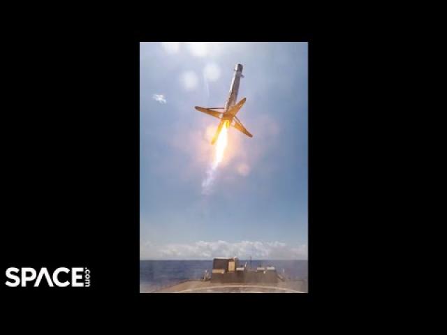 Watch a SpaceX booster land in awesome drone ship footage