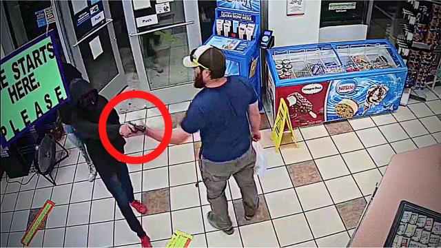 Armed Robbers Enter Store, No Match For Marine With Bag Of Groceries