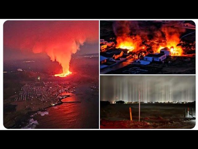 Iceland Volcano Erupts & Lava invades Town & destroys homes! Big Freeze USA & Texas Snow!