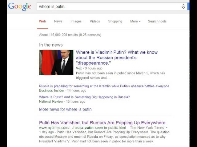 Where is Putin? Part 2 - No, seriously Google. Where is Putin?