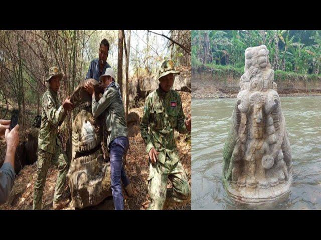 Archaeologists Discover Never Seen Before Makara Statue in Cambodia