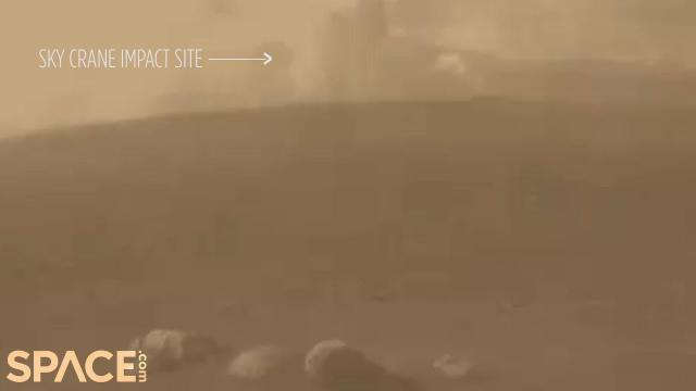 Perseverance spots sky crane's Mars impact plume after touchdown