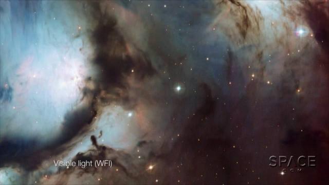 Messier 78 Nebula - Visible vs. Infrared Views Reveals Hidden Stars | VIdeo