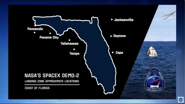 Spacex Demo-2 mission has 7 possible landing zones around Florida