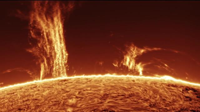 Watch 100,000-mile-high solar prominence soar above sun