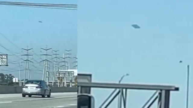 Classic Disk Shaped UFO Sighted By Driver Over Highway In Los Angeles, California