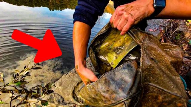 Boy calls the police after fishing an old bag out of the water and looking inside