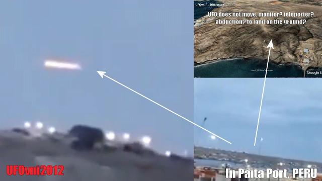 Huge Cigar-Shaped Brilliant UFO Filmed by Truck Driver in Paita Port, PERU, Monitor? Teleporter?