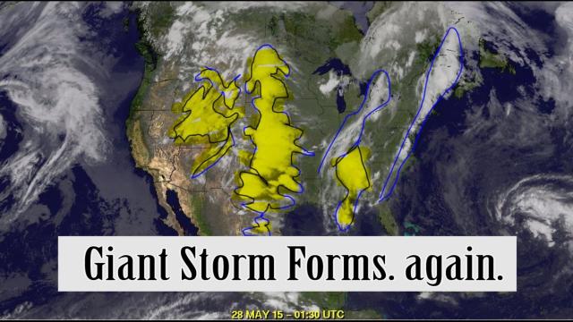 Giant Storm system forms across middle of USA. again.