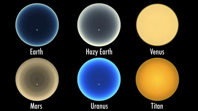 Sunsets on multiple planets (and a moon) side-by-side in simulation