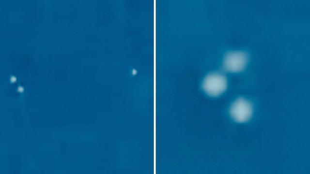 Multiple UFOs with Glowing Triangle Formation Lights over Coachella, California - FindingUFO
