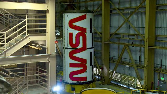 Watch an Artemis 2 rocket booster get the NASA worm logo in time-lapse