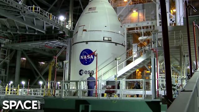 NASA Artemis 1 rocket fully stacked after Orion mate