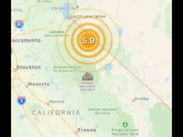 5.9 Earthquake hits California & Nevada border 9.8 km deep
