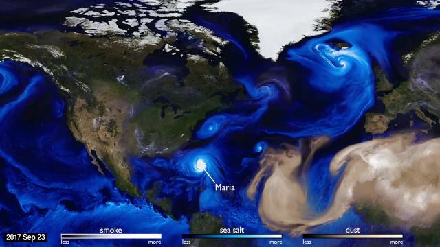 Usually Invisible Weather Patterns Brought to Light by Tracking Aerosols from Space