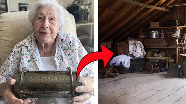 Old Lady Finds Time Capsule In Attic – What’s Inside Makes Her Burst Into Tears!