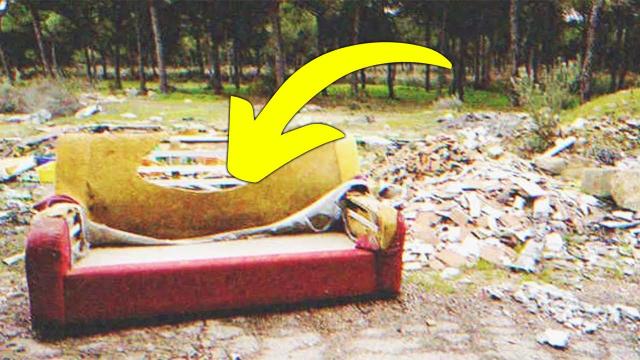 Homeless Man Finds Old Couch in Dumpster, Turns Cushion over and Sees a Large Zipper