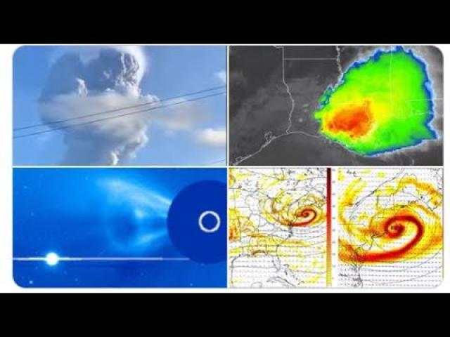 Stormy South USA, Florida Meteor, 1 Sunspot, CME & 3 Solar Flares, Volcanoes & April 17th storm