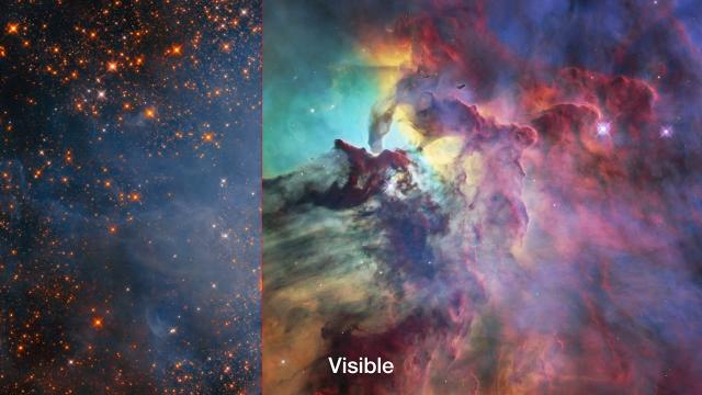 See the Lagoon Nebula in Visible and Infrared Light