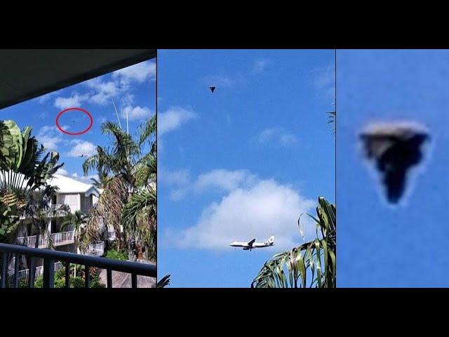 Photographer caught flying humanoid above airplane near Cairns airport, Australia