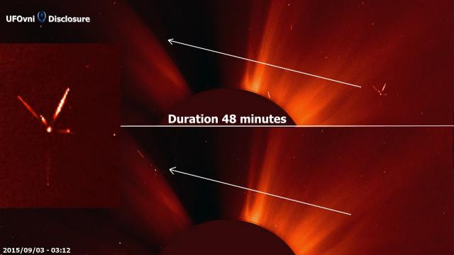 Superb V Shaped UFO Near SUN, Duration 48', Sept 3, 2015