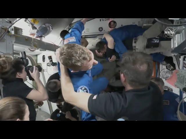 SpaceX Crew-6 enters space station after docking, with welcome ceremony