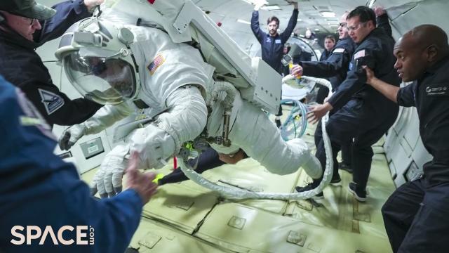 Watch a new ISS spacesuit fly in a "vomit comet" aircraft